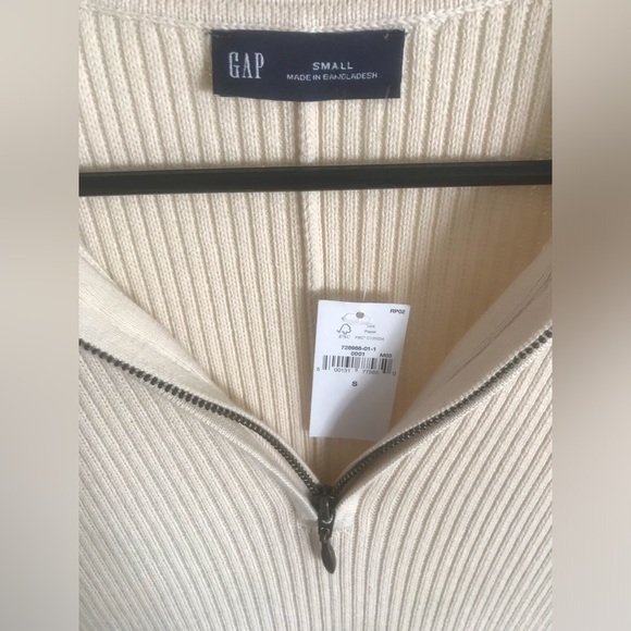 NWT GAP Rib Sweater Polo Mini Dress Cream Knit Polo Dress Ivory Zip Collar Small - Picture 6 of 8